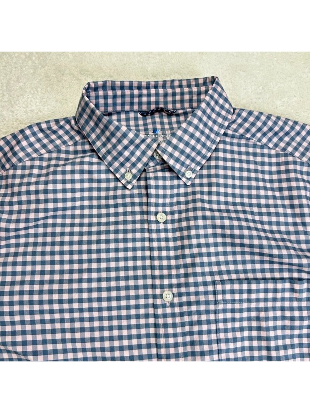 Vineyard Vines Button Down Shirt Mens‎ M Pink Blue Gingham On The Go Performance - Picture 2 of 12